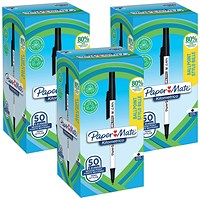 PaperMate Kilometrico Ballpoint Pen, Medium 1.0mm, Black, Pack of 50 - 3 Pack Saver Bundle