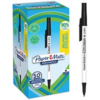 PaperMate Kilometrico Ballpoint Pen, Medium 1.0mm, Black, Pack of 50