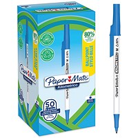 PaperMate Kilometrico Ballpoint Pen, Medium 1.0mm, Blue, Pack of 50