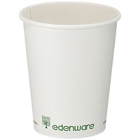 Edenware Single Wall PLA Lined Coffee Cup, 227ml, White, Pack of 1000