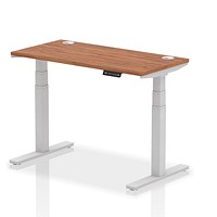 Air 1200mm Slim Rectangular Height-Adjustable Desk, Silver Leg, Walnut