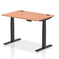 Air 1200mm Rectangular Height-Adjustable Desk, Black Leg, Beech