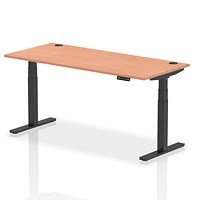 Air 1800mm Rectangular Height-Adjustable Desk, Black Leg, Beech