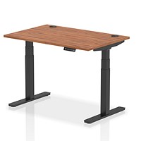 Air 1200mm Rectangular Height-Adjustable Desk, Black Leg, Walnut