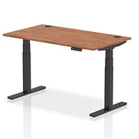 Air 1400mm Rectangular Height-Adjustable Desk, Black Leg, Walnut