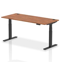 Air 1800mm Rectangular Height-Adjustable Desk, Black Leg, Walnut