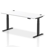 Air 1800mm Rectangular Height-Adjustable Desk, Black Leg, White