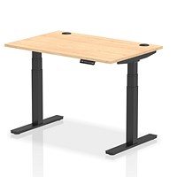 Air 1200mm Rectangular Height-Adjustable Desk, Black Leg, Maple