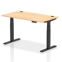 Air 1400mm Rectangular Height-Adjustable Desk, Black Leg, Maple