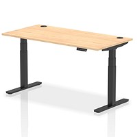 Air 1600mm Rectangular Height-Adjustable Desk, Black Leg, Maple