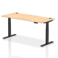 Air 1800mm Rectangular Height-Adjustable Desk, Black Leg, Maple