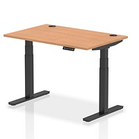 Air 1200mm Rectangular Height-Adjustable Desk, Black Leg, Oak