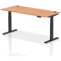 Air 1800mm Rectangular Height-Adjustable Desk, Black Leg, Oak