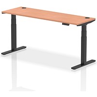 Air 1800mm Slim Rectangular Height-Adjustable Desk, Black Leg, Beech