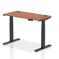 Air 1200mm Slim Rectangular Height-Adjustable Desk, Black Leg, Walnut