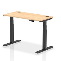 Air 1200mm Slim Rectangular Height-Adjustable Desk, Black Leg, Maple