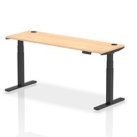 Air 1800mm Slim Rectangular Height-Adjustable Desk, Black Leg, Maple