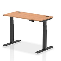 Air 1200mm Slim Rectangular Height-Adjustable Desk, Black Leg, Oak