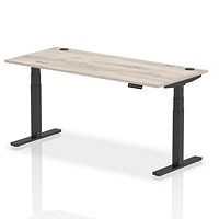 Air 1800mm Rectangular Height-Adjustable Desk, Black Leg, Grey Oak