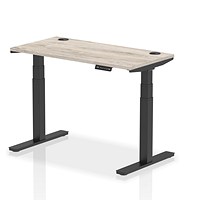 Air 1200mm Slim Rectangular Height-Adjustable Desk, Black Leg, Grey Oak