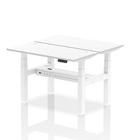 Air 2 Person Sit-Standing Bench Desk, Back to Back, 2 x 1200mm (600mm Deep), White Frame, White