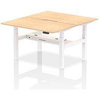 Air 2 Person Sit-Standing Scalloped Bench Desk, Back to Back, 2 x 1400mm (800mm Deep), White Frame, Maple