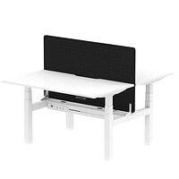 Air 2 Person Sit-Standing Scalloped Bench Desk with Charcoal Straight Screen, Back to Back, 2 x 1400mm (800mm Deep), White Frame, White