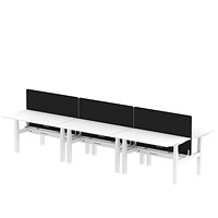 Air 6 Person Sit-Standing Bench Desk with Charcoal Straight Screen, Back to Back, 6 x 1400mm (800mm Deep), White Frame, White