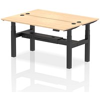 Air 2 Person Sit-Standing Bench Desk, Back to Back, 2 x 1600mm (600mm Deep), Black Frame, Maple