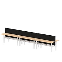 Air 6 Person Sit-Standing Bench Desk with Charcoal Straight Screen, Back to Back, 6 x 1800mm (600mm Deep), White Frame, Maple