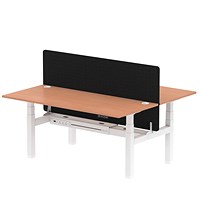 Air 2 Person Sit-Standing Bench Desk with Charcoal Straight Screen, Back to Back, 2 x 1800mm (800mm Deep), White Frame, Beech