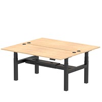 Air 2 Person Sit-Standing Bench Desk, Back to Back, 2 x 1800mm (800mm Deep), Black Frame, Maple