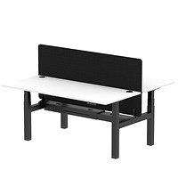 Air 2 Person Sit-Standing Bench Desk with Charcoal Straight Screen, Back to Back, 2 x 1800mm (800mm Deep), Black Frame, White