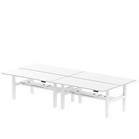 Air 4 Person Sit-Standing Bench Desk, Back to Back, x 1800mm (800mm Deep), White Frame, White