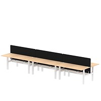 Air 6 Person Sit-Standing Bench Desk with Charcoal Straight Screen, Back to Back, 6 x 1800mm (800mm Deep), White Frame, Maple