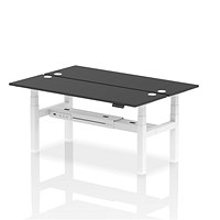 Air 2 Person Sit-Standing Bench Desk, Back to Back, 2 x 1800mm (600mm Deep), White Frame, Black