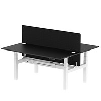 Air 2 Person Sit-Standing Bench Desk with Charcoal Straight Screen, Back to Back, 2 x 1800mm (800mm Deep), White Frame, Black