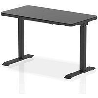 Black Ice 1145mm Rectangular Height Adjustable Desk, Black Leg, Black