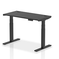 Air 1200mm Slim Rectangular Height Adjustable Desk, Black Leg, Black