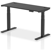 Air 1400mm Slim Rectangular Height Adjustable Desk, Black Leg, Black