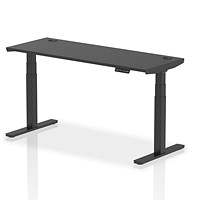 Air 1600mm Slim Rectangular Height Adjustable Desk, Black Leg, Black