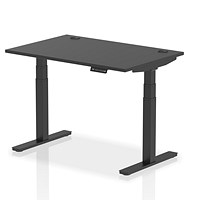 Air 1200mm Rectangular Height Adjustable Desk, Black Leg, Black