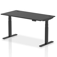 Air 1600mm Rectangular Height Adjustable Desk, Black Leg, Black