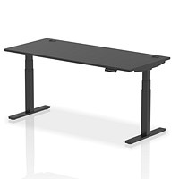 Air 1800mm Rectangular Height Adjustable Desk, Black Leg, Black