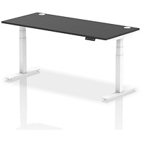 Air 1800mm Rectangular Height Adjustable Desk, White Leg, Black