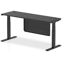 Air 1800mm Slim Rectangular Height Adjustable Desk with Modesty Panel, Black Leg and Modesty Panel, Black