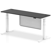 Air 1800mm Slim Rectangular Height Adjustable Desk with Modesty Panel, White Leg and Modesty Panel, Black