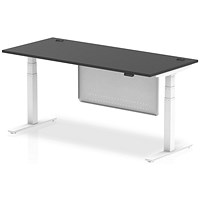 Air 1800mm Rectangular Height Adjustable Desk with Modesty Panel, White Leg and Modesty Panel, Black