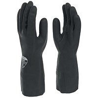 Shield Industrial Rubber Gloves, Size 8/Medium, Black