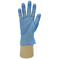 Shield GD11 Blue Vinyl Powdered Disposable Gloves, Size Small, Blue, Pack of 100